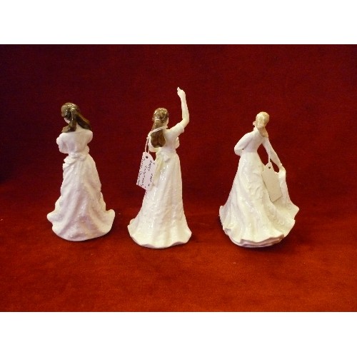 15 - 3 ROYAL DOULTON BONE CHINA FIGURES IN WHITE DRESSES FROM THE 