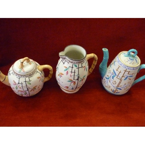 161 - VICTORIAN AESTHETIC MOVEMENT COFFEE POT, TEAPOT AND JUG IN THE JAPANESE STYLE