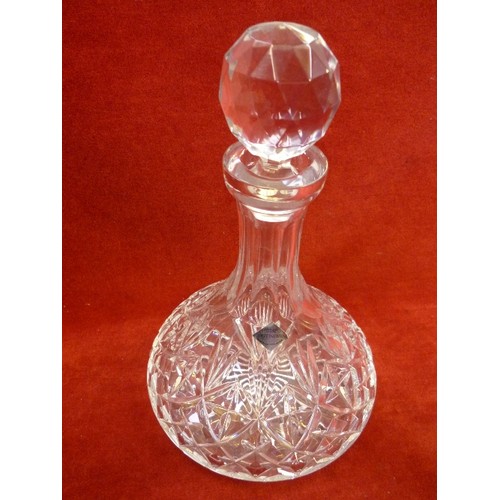 228 - EDINBURGH CRYSTAL CONTINENTAL COLLECTION (CZECHOSLOVAKIA) SHIPS DECANTER WITH STOPPER - WITH ORIGINA... 