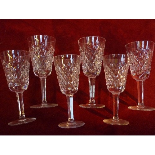 221 - SET OF 6 CUT GLASS WATERFORD CRYSTAL SHERRY GLASSES - 13CM