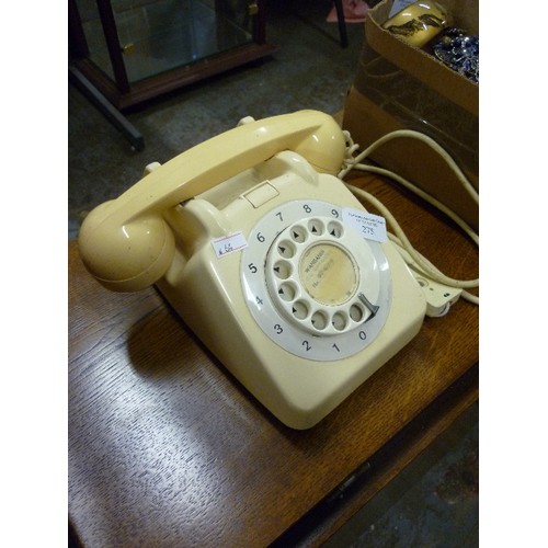 71 - RETRO BT DIAL TELEPHONE. CREAM WITH CURLY CABLE.