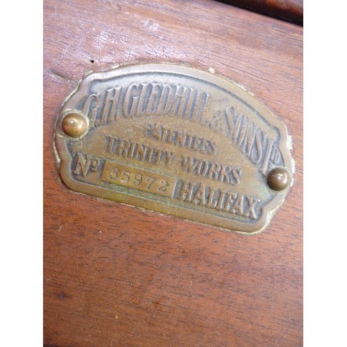 48 - A GOOD EDWARDIAN GLEDHILL & SONS OF HALIFAX MAHOGANY SHOP TILL WITH DRAWER AND BELL, ORIGINAL BRASS ... 