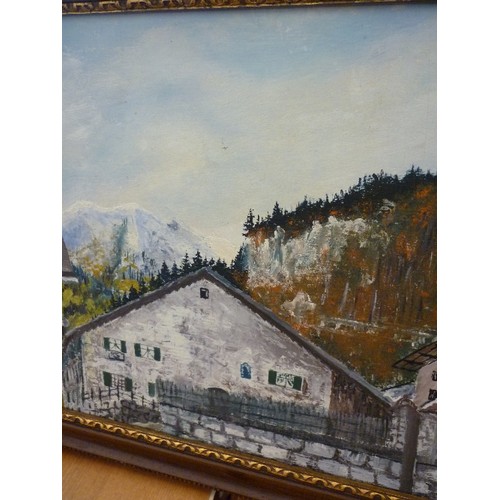 109 - VINTAGE OIL PAINTING 'KLOSTERLE-AUSTRIA 1976'  ON BACK, & SIGNED 'WALTER ZAPPIELAER?' 1964 ON PAINTI... 