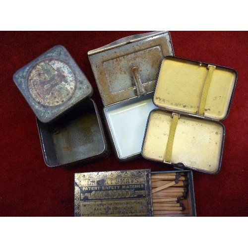 100 - VINTAGE PLATED TOBACCO TIN WITH PANEL OF A TRACTION ENGINE, W.D  & H.0 WILLS TOBACCO TIN WITH STRIKE... 