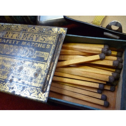 100 - VINTAGE PLATED TOBACCO TIN WITH PANEL OF A TRACTION ENGINE, W.D  & H.0 WILLS TOBACCO TIN WITH STRIKE... 