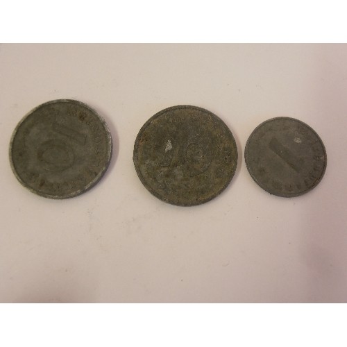 139 - 3 NAZI COINS 2 10 PFENNIG 1940 1943 AND 1 PFENNIG 1943