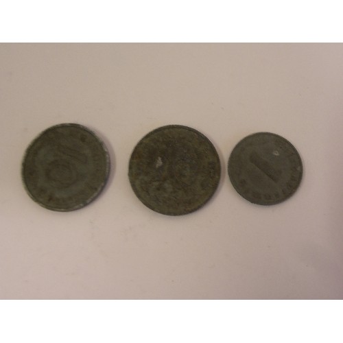 139 - 3 NAZI COINS 2 10 PFENNIG 1940 1943 AND 1 PFENNIG 1943