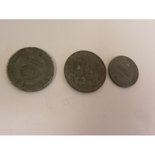 139 - 3 NAZI COINS 2 10 PFENNIG 1940 1943 AND 1 PFENNIG 1943