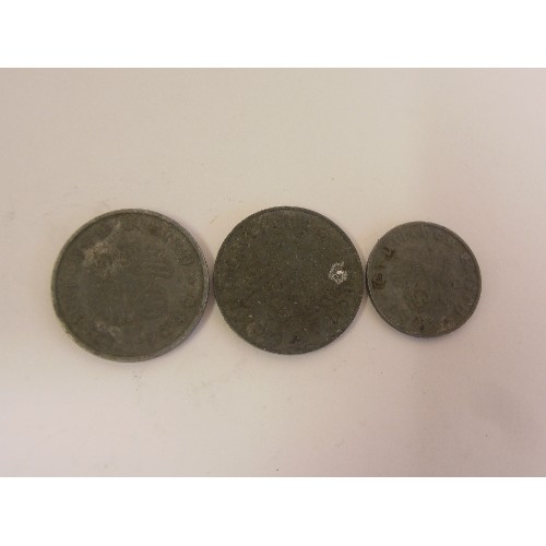 139 - 3 NAZI COINS 2 10 PFENNIG 1940 1943 AND 1 PFENNIG 1943