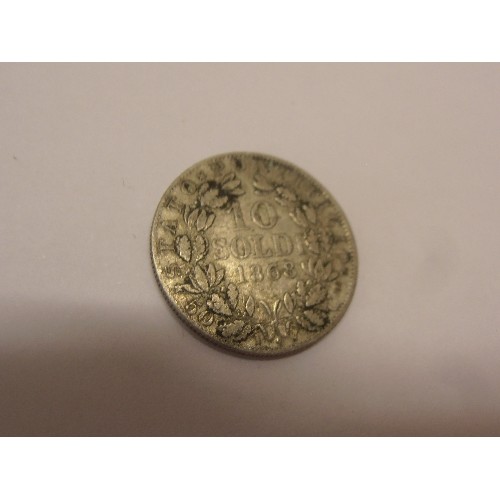 145 - SILVER PAPAL STATES 10 SOLDI 1868 COIN