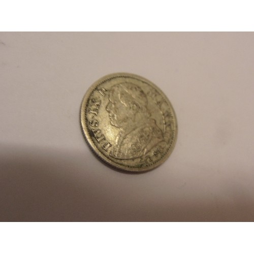 145 - SILVER PAPAL STATES 10 SOLDI 1868 COIN