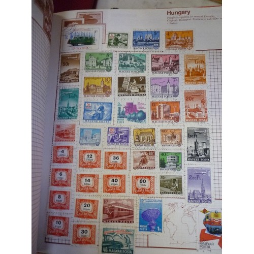 243A - 5 X STAMP ALBUMS - MOSTLY MID TO LATER 20TH CENTURY. BRITISH AND FOREIGN STAMPS