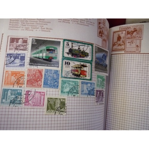 243A - 5 X STAMP ALBUMS - MOSTLY MID TO LATER 20TH CENTURY. BRITISH AND FOREIGN STAMPS