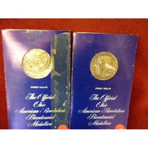 84 - FIRST ISSUE. OFFICIAL OHIO AMERICAN REVOLUTION BECENTENNIAL MEDALLION X 2. ALSO BRITAIND 1ST DECOMAL... 