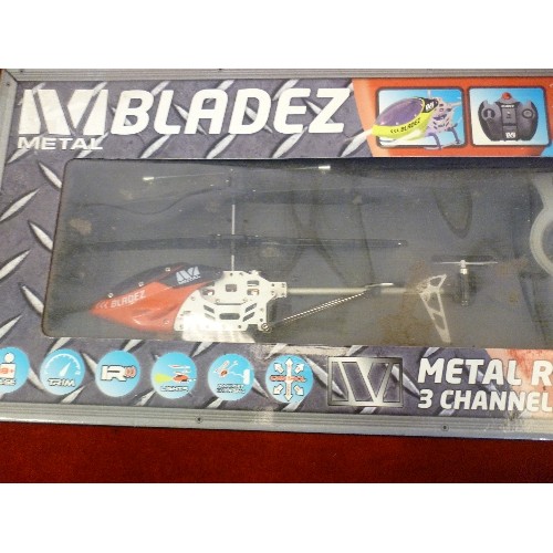 86 - BLADEZ INDOOR MINI HELICOPTER. REMOTE-CONTROLLED. 3 CHANNEL.