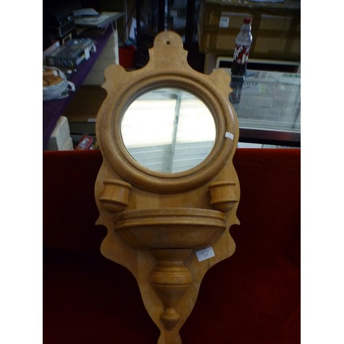 119 - UNUSUAL 'CHURCH-LIKE' WALL MIRROR WITH CANDLE SCONCES AND COLLECTION-BOX.