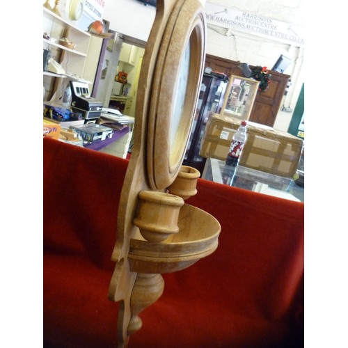 119 - UNUSUAL 'CHURCH-LIKE' WALL MIRROR WITH CANDLE SCONCES AND COLLECTION-BOX.