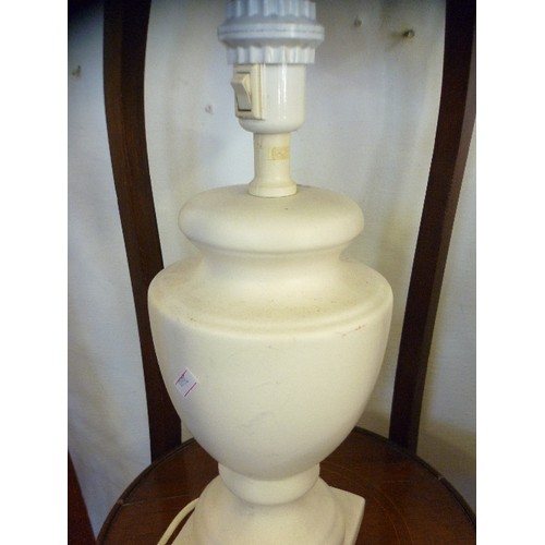 133 - CREAM CERAMIC LAMP BASE, MATT FINISH, URN/VASE SHAPE.