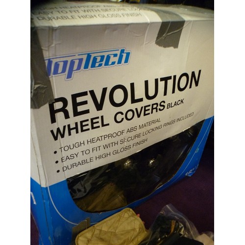 166 - TOP-TECH REVOLUTION WHEEL COVERS. SECURE LOCKING RINGS, HIGH GLOSS FINISH.