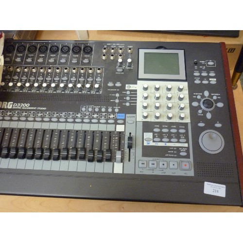 218 - KORG D3200 DIGITAL RECORDING STUDIO. HDD 32 TRACK. WITH EXTENSIVE MANUALS IN FOLDER.