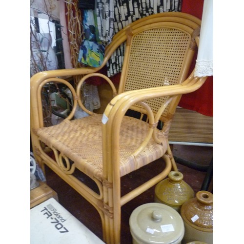 232 - LOVELY CANE/WICKER/BAMBOO CONSERVATORY CHAIR. GOOD CONDITION.