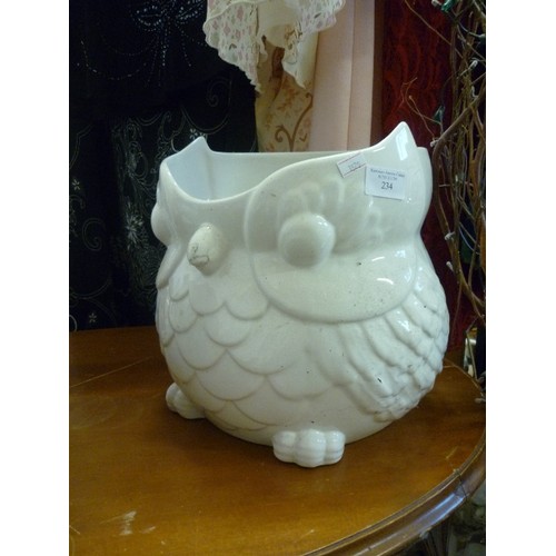 234 - VERY LARGE CERAMIC OWL PLANTER.