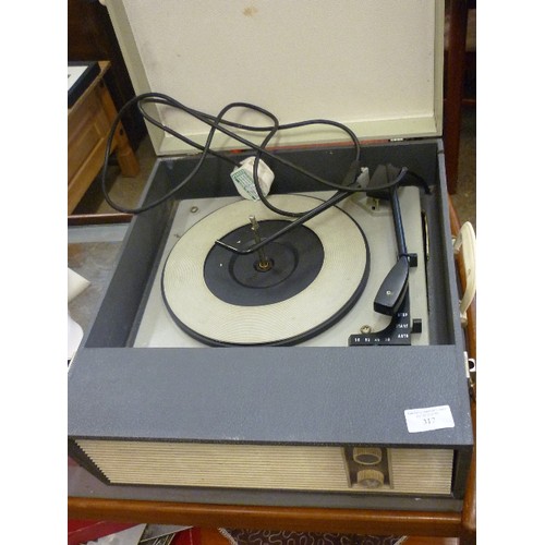 317 - RETRO-VINTAGE RECORD-PLAYER/TURNTABLE. PORTABLE 'WESTMINSTER -SOLID STATE' GREY/CREAM.