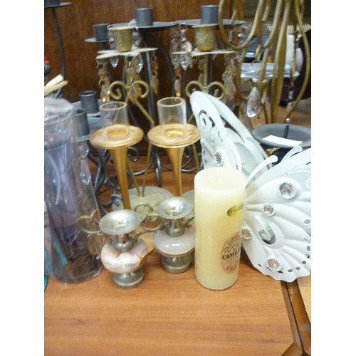 308 - QUANTITY OF CANDLE AND TEA-LIGHT HOLDERS. VARIOUS SHAPES AND STYLES.