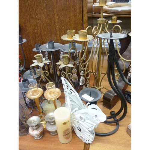 308 - QUANTITY OF CANDLE AND TEA-LIGHT HOLDERS. VARIOUS SHAPES AND STYLES.