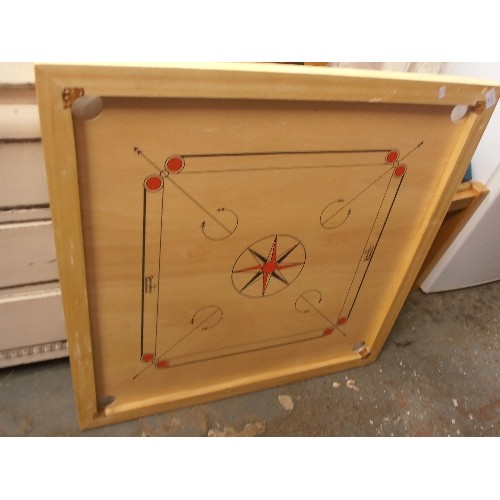 341 - LARGE WOODEN CARROM [INDIAN GAME]BOARD. TOURNAMENT SIZE 'GARDEN GAMES'