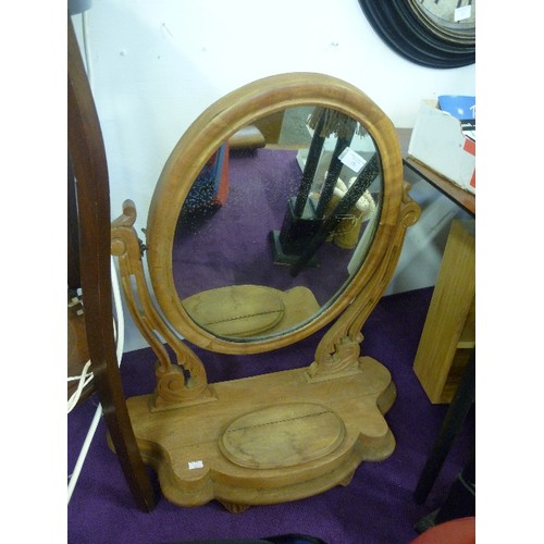 131 - VINTAGE OVAL DRESSING TABLE MIRROR, CHEVAL STYLE. SOME AGE-SPOTTING ON THE MIRROR.