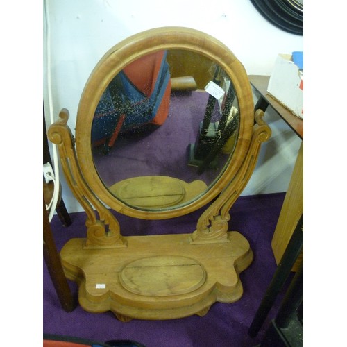 131 - VINTAGE OVAL DRESSING TABLE MIRROR, CHEVAL STYLE. SOME AGE-SPOTTING ON THE MIRROR.