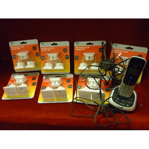 181 - BRAND-NEW/PACKAGES WORLDWIDE TRAVEL ADAPTOR SETS, TOGETHER WITH A BT CORDLESS PHONE.