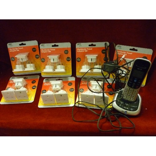 181 - BRAND-NEW/PACKAGES WORLDWIDE TRAVEL ADAPTOR SETS, TOGETHER WITH A BT CORDLESS PHONE.