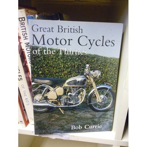 189 - CLASSIC BRITISH MOTORCYCLE INTEREST. STACK OF HARDBACKS.