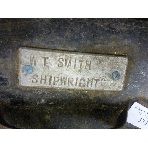 373 - LOVELY LARGE VINTAGE WOODEN CHEST WITH 
'WT.SMITH-SHIPWRIGHT' NAME-PLATE. FULL OF VINTAGE SHIPWRIGHT... 