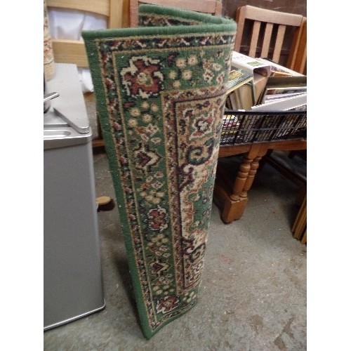 352 - 3 LOVELY RUGS IN REALLY GOOD CLEAN CONDITION. SAND/CREAM/BURGUNDY/ GREEN. LARGEST IS 160CM W. ALL FR... 