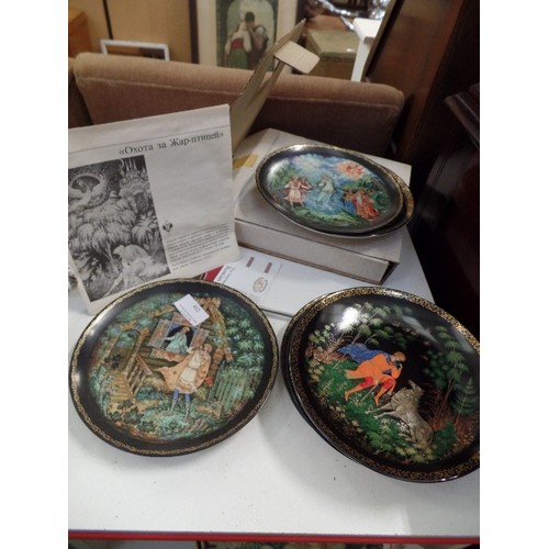 62 - 6 X RUSSIAN COLLECTOR'S PLATES WITH CERTIFICATES- INSPIRED BY RUSSIAN LEGENDS - BEAUTIFUL PLATES WIT... 