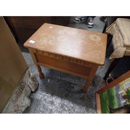 115 - SEWING BOX STOOL IN PALE WOOD