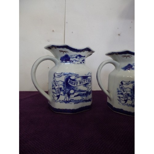 81 - 5 X GRADUATED BLUE AND WHITE MILK JUGS 