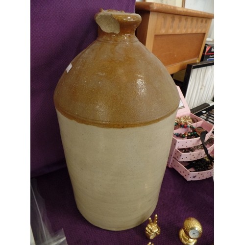 72 - LARGE EDWARDIAN STONEWARE FLAGON - 44CM