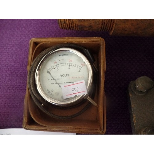 57 - COLLECTION OF VINTAGE ENGINEERING TOOLS - VOLT METERS, PRESSURE METERS, MICROMETER GAUGE