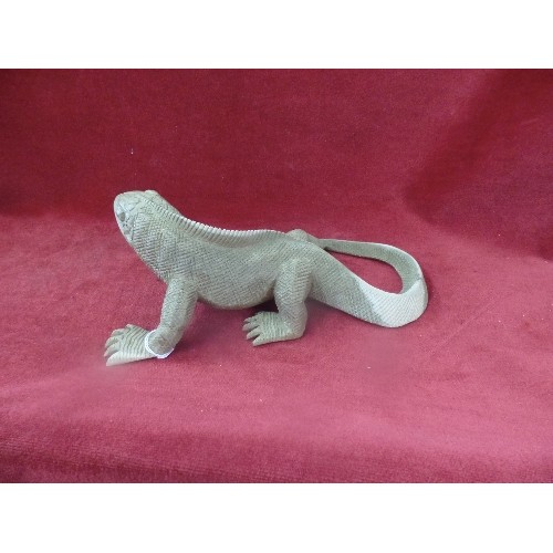 168 - CARVED INDONESIAN WOODEN LIZARD - 30CM