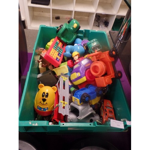 161 - BOX OF PLASTIC AND DIE CAST TOYS