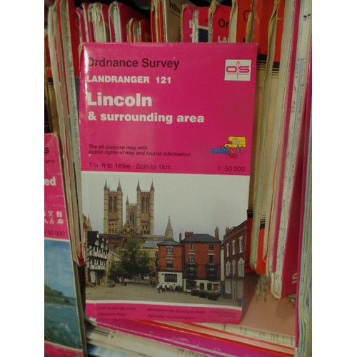 193 - CRATE OF ORDNANCE SURVEY MAPS - LANDRANGER - SCALE 1 : 50000 (1.25 INCH TO 1 MILE) - ALSO VINTAGE ON... 