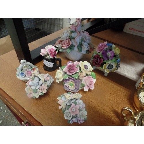 205 - COLLECTION OF CERAMIC FLOWER ORNAMENTS