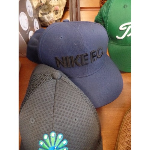 211 - 6 X BASEBALL CAPS INC NIKE FC, SENTOSA GOLF CLUB SINGAPORE, ABJU DHABI GOLF CLUB, OAKHAM SCHOOL ALSO... 