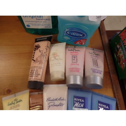 269 - TOLIETRIES INC  NIVEA MEN, THE HEALING GARDEN BODY LOTION, HANDWASH ETC