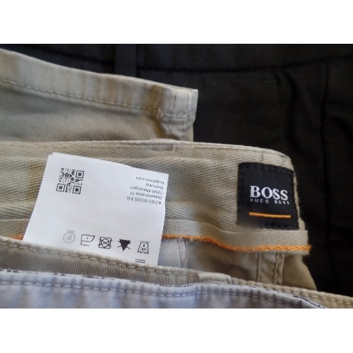 274 - 3 PAIRS OF GENTS TROUSERS / JEANS, 32 INCH WAIST, INCLUDES CHINOS BY BOSS, GREY COTTON JEANS BY MASS... 