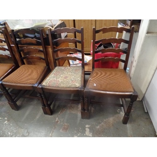 277 - 6 X VINTAGE LADDERBACK CHAIRS INCLUDING A CARVER